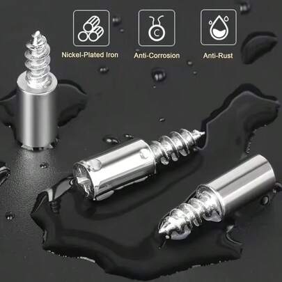 10pcs Screw-In Shelf Pins (With Transparent Non-Slip Covers) - All-In-One Self-Drilling Screw Shelf Pins, No Drilling Required, For Cabinets, Wardrobes, Shelves, Furniture - Heavy Duty Metal Shelf Supports With Non-Slip Covers And 1 Box Of Self-Drilling Screws, For Cabinet Shelves And Composite Boards | Modern Shelving Design | Metal Pins, Shelf Supports And Brackets