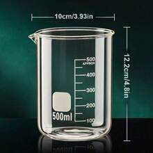 1pc High Borosilicate Glass Thick Graduated Beaker, Transparent Heat-Resistant Multipurpose Measuring Cup, Chemistry Lab Glassware, Heat-Resistant Kitchen Tool, Multifunctional Beaker - Transparent - View 10