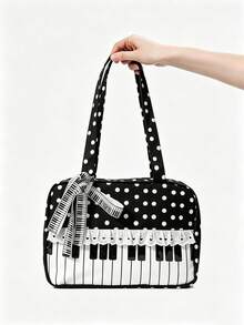 Simple Stylish Polka Dot Piano Bag, Niche Design Lace Popular Handbag, Exquisite Multifunctional Shoulder Bag, Suitable For Date Shopping Collocation - Multicolor - View 7