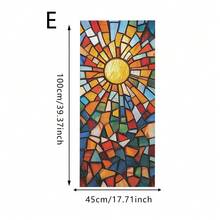 Colorful Glass Static Cling Window Film, Geometric Blue & Green Leaf Pattern Privacy Decorative Film, Removable No Glue Glass Sticker For Bathroom, Dining Room, Office Window Decor - Frosted Film - View 13