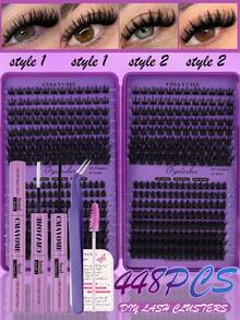 448/384 Cụm mi giả D Curl DIY, dày 8-18mm, thoải mái khi sử dụng, chống thấm nước và bền lâu, kiểu dáng siêu dài và rộng, có thể tái sử dụng. Mềm mại và thân thiện với da, dịu nhẹ và không gây kích ứng, dễ dàng cho người mới bắt đầu và dễ sử dụng, với thiết kế phân đoạn tự nhiên. - Nhiều màu - Xem 12