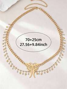 Fashionable Multi-Layer Waist Chain With Butterfly & Daisy Pendant, Elegant Accessory For Women - 金色 - 查看 9