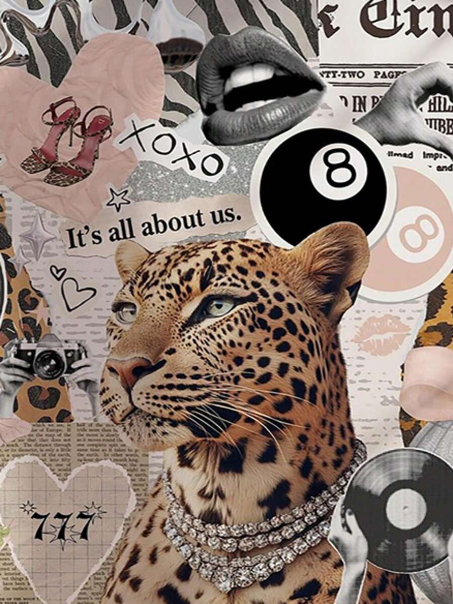 1 Set 5D Diamond Painting Kit, Fashionable Leopard Print Diamond Art Craft Set, Suitable For Adults And DIY, Great For Gifts And Home Wall Decor - one-size - View 1