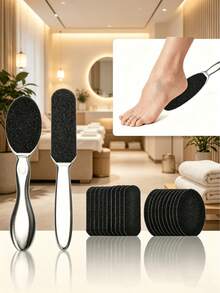 Stainless Steel Foot Callus Remover With 10 Replacement Pads, Professional Foot Care Tool For Removing Dead Skin And Calluses, Includes Electric Foot Grinder Accessory And Manual Foot Scraper, Smooths Feet In Seconds, Suitable For Home Foot Spa, Beauty Salon And Travel, Ideal For Diabetic Patients, Athletes And Elderly Foot Care, Perfect Gift For Mother's Day And Valentine's Day - Multicolor - View 10