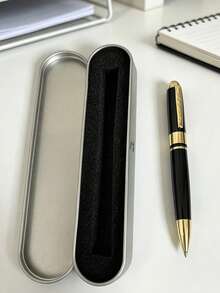 2pcs Luxury Metal Ball Pen Set (1 Pen + 1 Metal Pen Box), 4 Colors Available (Black Gold/Black Silver/Full Steel Gold/Full Steel Silver) With Metal Trim, Elegant Business Pen With 1.0mm Smooth Writing Refill, Suitable For Business Professionals, Office Workers, Teachers, Students And More. Premium Quality, Practical Performance, And Elegant Appearance, Also An Ideal Gift For Holidays, Birthdays, Graduations, New Jobs, Corporate Appreciation, And Client Visits. - Metal Pen - View 14