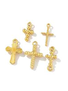 3pcs Stainless Steel Small Cross Pendant Fashion 18K Gold Plating Charms For DIY Jewelry Making Supplies Accessories - Pendants - View 1