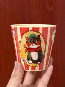200ml Xícara Cerâmica Artística com Tema Animal, Xícara de Espresso Listrada Retrô, Xícara para Segurar na Mão para Casa, Xícara de Chá da Tarde com Tema de Fazenda, Copo de Água, Caneca, Xícara Cerâmica de Pequena Capacidade, Xícara de Leite, Xícara de Presente - Multicolorido - Visão 14