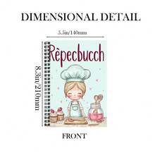Cute Cartoon Cooking Recipe Spiral Notebook, Cover With Chef Hat Girl, Full Of Sweet Cooking Atmosphere. Suitable For Home Chefs To Record Kitchen Diary, Make Cooking Plans, Also Can Be Used As Study Notes, And Is A Thoughtful Gift Choice For Cooking And Recording Enthusiasts. - 3 - View 2