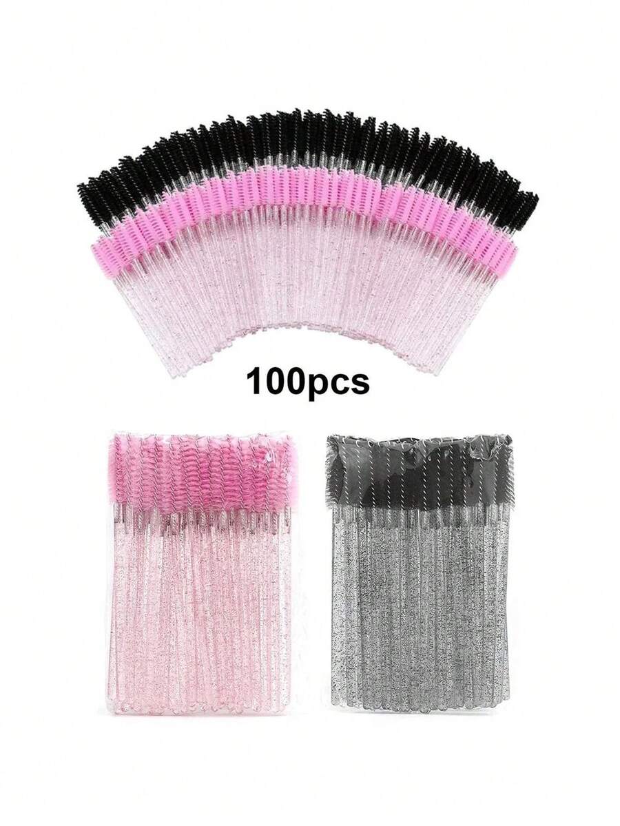 100/50/10支装一次性睫毛刷螺旋刷睫毛延长化妆工具 - 彩色 - 查看 1