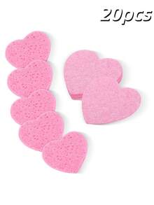 5/10/20/30/50 Count Compressed Natural Cellulose Heart Shape Facial Sponges, 100% Natural Cosmetic Spa Sponges For Facial Cleansing, Exfoliating, Makeup Mask Removal, Reusable - Pink - View 11