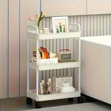 1 Household 3/4-Tier Rolling Cosmetic Organizer - Office Trolley Storage Rack - Durable Plastic Material, 360-Degree Rotating Wheels, Strong Load-Bearing Capacity - Suitable For Bathrooms And Bedrooms - 查看 7