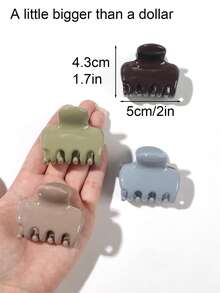 4个莫兰迪纯色亮面爪形发夹，刘海夹，侧边夹，马尾夹，公主风发型，韩式柔美风，简约风，甜美少女风，法式休闲风，海滩风，通勤风，野餐风，派对风 - 彩色 - 查看 3