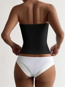 Muse Moon Women's Seamless Strapless Solid Color Elastic Fitted Camisole, Strapless Basic Camisole For Spring/Summer, Suitable For Valentine's Day - Black - View 7