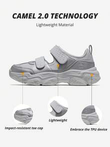 CAMEL CROWN Women's Casual Shoes, Spring/Summer Sports Mary Jane Sandals, Breathable, Comfortable, Lightweight, Non-Slip, Hook And Loop Strap, Casual Beach Shoes - Silver/Sand Gray - View 5