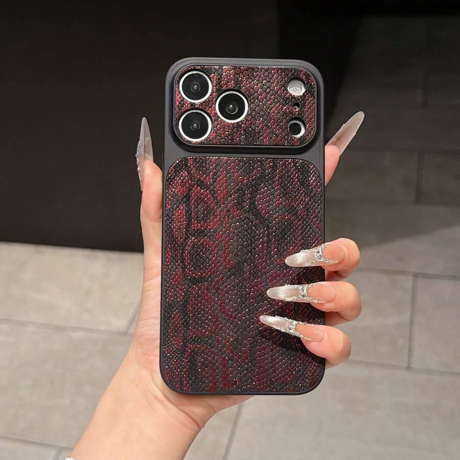 1个豹纹金色元素PU皮革保护壳，防震硬壳，带镜头保护，适用于苹果17Pro/17/Air/17Promax/11/12/13/14/12 Pro Max/16 Pro/15系列，节日礼物 - 彩色 - 查看 1