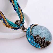 Dây chuyền phong cách Bohemian, trang sức nhiều lớp hạt gạo, dây đeo áo len, trang sức - Nhiều màu - Xem 6