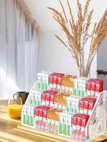 1pc 3-Tier 15-Slot Beverage Packaging Storage Rack, Organic Acrylic Material, Suitable For Fruit-Flavored Beverage Powder, Suitable For Kitchen Cabinets, Countertops, Storage Rooms - Transparent - View 7