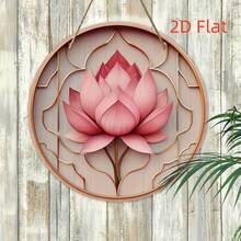 2D Flat Vintage Country Style Wooden Lotus Flower Sign, 8x8 Inch Pink, Lotus Flower Themed Wall Decor, Elegant Room Decoration, Front Door Decor, Holiday Party Banner, Friend Gift, Porch Welcome Sign, Home And Wall Art Decor, Multipurpose Use - 1 - View 7