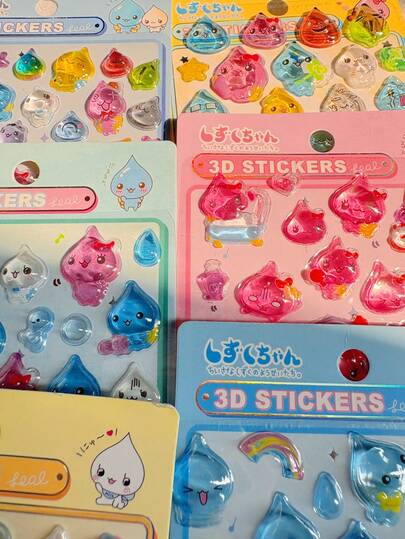 Cute 3D Epoxy Resin Water Drop Stickers, Adorable Holographic Glitter Mini Cartoon Water Bubble Stickers, Japanese Waterproof Stickers Suitable For Planner Diary, Self-Adhesive Stickers For Notebook, Laptop, Water Bottle, Phone Case
