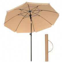 SONGMICS 160 cm, UPF 50+, inclinación bidireccional de 30°, altura ajustable, con bolsa de transporte, para balcón, jardín, terraza o playa, sin base. - marrón amarillento - Ver 1