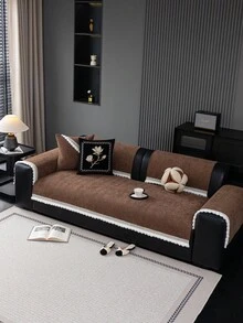 1 chiếc vỏ đệm sofa bằng vải chenille jacquard mật độ cao, vỏ bọc sofa sang trọng, sử dụng được cả 4 mùa, chống trơn trượt, chống nhăn, mềm mại và bền bỉ, có thể giặt máy, phù hợp với sofa 1-4 chỗ ngồi, sofa hình chữ L. - Cà phê nâu - Xem 2