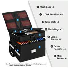 2 Layers Fireproof Document Box With Code Lock File Storage Waterproof Bag - Black - View 4