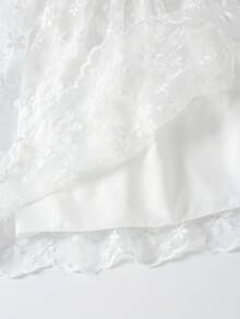 Đầm ren trắng tay ngắn cổ tròn cho bé gái, đầm ren trắng mùa xuân/hè cho bé gái, thanh lịch và duyên dáng, thích hợp cho đám cưới, tiệc tùng, họp mặt và các dịp khác, đầm công chúa. - trắng - Xem 9