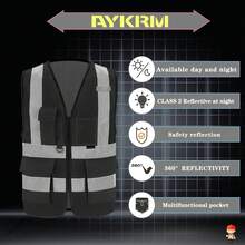 Pink Reflective Safety Vest For Women, Working Safety Gear With Strips, High Visibility Work Vest For Construction, Medium - Black Mesh - View 4