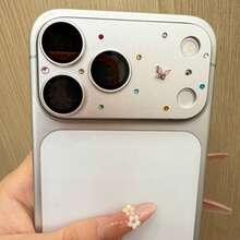 Película protectora de cámara con brillantes de cristal de Rhinestone en forma de mariposa compatible con iPhone 17 Pro Max/17 Pro, adhesión fuerte, mejora de la calidad de la lente del teléfono, protección de lente de metal con Rhinestone, regalo del Día de la Madre, aniversario - Mariposa de diamante de plata - Ver 2