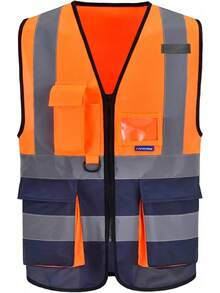 Pink Reflective Safety Vest For Women, Working Safety Gear With Strips, High Visibility Work Vest For Construction, Medium - 橘藍 - 查看 1