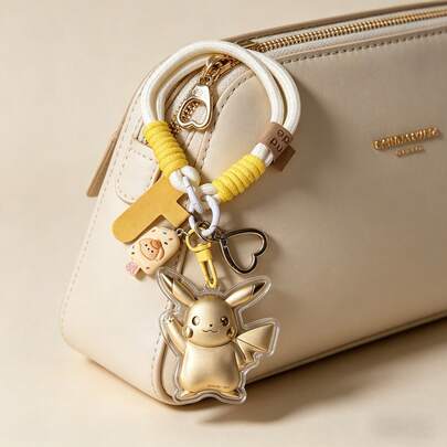 pokemon 1个宝可梦主题纯金属钥匙扣，可爱宝可梦手机挂绳腕带，卡通包包挂饰，是送给女性的理想节日礼物