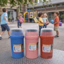 Garrafa térmica infantil pequena Garrafinha térmica lancheira fano kids Unitermi - Azul - Visão 7
