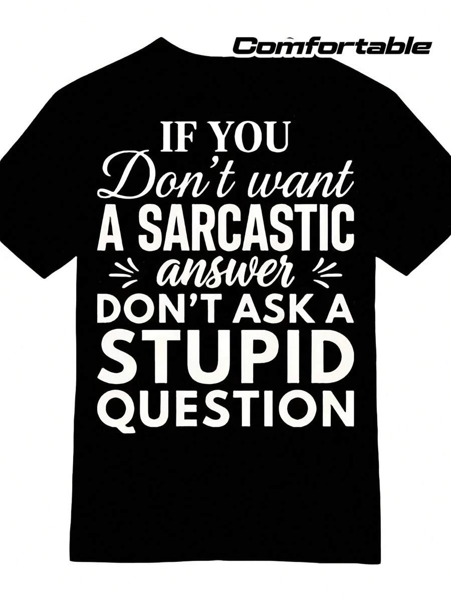 Camiseta Divertida y Sarcástica para Hombre - Camiseta Gráfica con Frases Esponjosas de Manga Corta Casual | Estampado Divertido para Ropa Casual e Interacciones Sociales | Camisetas cómodas de cuello redondo adecuadas para: atuendo informal y como iniciador de conversación. - Negro - Ver 1