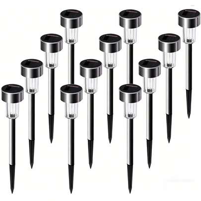 Bộ 10/12 đèn năng lượng mặt trời cắm đất bằng thép không gỉ chống thấm nước, dài 30cm, kiểu dáng hiện đại, hình trụ nhiều màu RGB, họa tiết kim cương, tự động đổi màu, thích hợp trang trí sân vườn, lối đi ngoài trời, tiệc Giáng sinh, mọi mùa.
