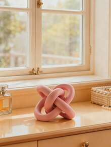 Pink Bow Decor Statue, Modern Geometric Round Sculpture Desktop Decor, Small Round Ornament For Home, Bookshelf, Coffee Table, Bookcase, Decorative Gift - Multicolor - View 5