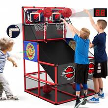 HYES 2 In 1 Dual Shot Basketball Arcade Game With 2 Dart Boards/Electronic Scoreboard/LED Light, Kids Basketball Hoop For Home Indoor Outdoor, Sport Toys For Boys Girls - with Scoring- Dual Shot - 查看 10