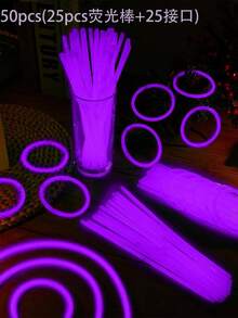 100pcs Purple Glow Sticks. These Are Lighting Devices That Can Glow In The Dark, Used For Decorative Lighting. They Have A Continuous Illumination Time Of 8 To 12 Hours And Can Emit Light. They Are Suitable As Party Lighting Gifts, Bracelets, Necklaces, Neon Lights, Wedding Party Lights, Brighter LED Lights, And Can Be Used For Bachelor Parties, Wedding Parties, Bars, Nightclubs, Night Lights, Etc. Glow Party Supplies. They Are The Perfect Party Favors That Can Add A Festive Atmosphere To The Carnival. - View 9