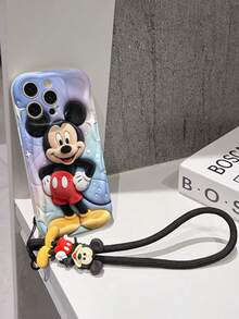 This Disney Mickey Mouse Lanyard Phone Case Is Fully Covered In TPU Material. It's Shockproof, Lightweight, And Compatible With IPhone17/16/11/13/15/15 Plus/15 Pro/15 Pro Max/12/14 Pro Max/11 Pro Max/12 Pro/12 Pro Max/13. This Phone Case Makes A Popular Birthday Gift Or Business Gift; It's Durable, Stain- And Fingerprint Resistant, And Suitable For Both Men And Women. The Set Also Includes A Mickey Mouse Phone Case And A Mickey Mouse Plush Bracelet. It's A Perfect Gift For Friends And Family. This Stylish Phone Case Is Fun, Lightweight, And Durable. IPhone17 Pro Max Phone Case, Minnie Mouse Phone Case. - 白色 - 查看 3