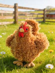 1 pieza Muñeco de peluche de gallina linda de 25cm/9.84in, muñeco de pollo de peluche súper suave y esponjoso, muñeco de peluche de animal de granja realista y adorable, regalo perfecto de cumpleaños, Navidad y Pascua para niños, decoración acogedora para el hogar, la guardería y el sofá, compañero lindo para los amantes de los animales - Marrón - Ver 2