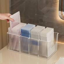 2pcs/1pc Large Capacity Transparent Cosmetic Storage Box, With Removable Dividers Makeup Organizer, Divided Plastic Makeup Storage Box, Suitable For Masks, Lipsticks, Perfumes, Durable Bathroom Countertop Storage Box, Daily Use - A [The Baffle Is Removable] - View 5