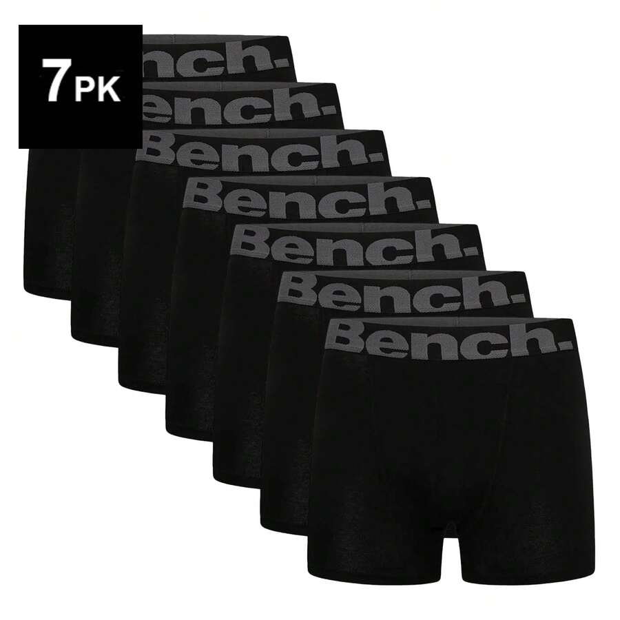 Bench - 7 Pack Mens Cotton Boxers Underwear - Suttonia Collection - Black - View 1