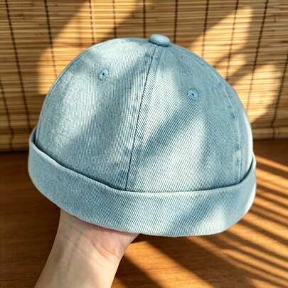 1pc Vintage Skull Head Brimless Hat, Unisex Felt Beret Style Casual Hatless Cap