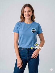 Tshirt Feminina Montanha de Cristal - Camisa Música Eletrónica Unissex 100% Algodão Plus Size Outono Inverno  - Estampae - Azul - Visão 2