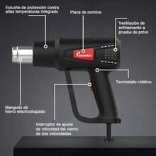Pistola de Aire Caliente Profesional de 2000W Kit de 7 Piezas con Boquillas y Raspadores para Bricolaje - Tipo de Enchufe A USA (110-127V) - Ver 6