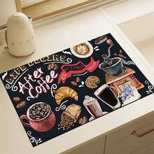 1pc Coffee Pattern Printed Kitchen Cabinet Countertop Bowl Dish Drying Mat, Super Absorbent Hides Stains, Rubber Backed Multi-Purpose Dining & Kitchen Mat, Suitable For Coffee Maker, Bowls, Dishes Drying - HL LSD607 - View 12