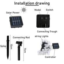 Bola de Cristal Solar Globo Fada Lâmpadas Impermeáveis Alimentadas por Energia Solar Luz de Pátio para Decoração de Jardim, Festa, Gramado, Árvore e Exterior - Branco - Visão 6