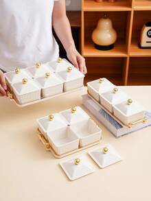 1 Set Luxury Snack Candy Dried Fruit Cookie Storage & Display Tray Set - Beige - View 2