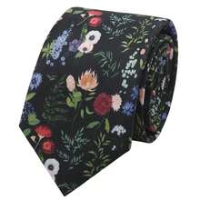Floral Ties For Men, 2.76\ Skinny Mens Tie Flower Men's Neckties For Wedding Party Prom - 黑色 - 查看 1