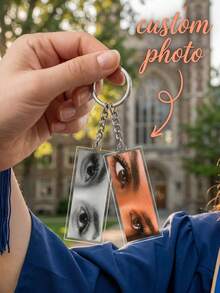 1pc Customized Acrylic Eye-Shaped Keychain, Unique Personalized Eye Design Keyring, Romantic Photo Keychain For Lover, Friend, Family, Daily Carry, Bag Charm, Great Gift - Multicolor - View 2