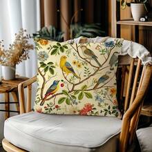 1 Stück Blumen- und Vogel-Kissenbezug - Geeignet für alle Jahreszeiten, beidseitiger Druck, passend für die Dekoration verschiedener Räume wie Wohnzimmer, Schlafzimmer, Arbeitszimmer und Autos (ohne Kissenkern) - Verschiedenfarbig - Übersicht 7
